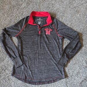 Colosseum Gray and Red Nebraska Quarter-Zip Pullover